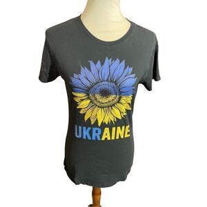 Ukraine Port Authority Women’s Black Short Sleeve 100% Cotton Graphic T-Shirt Si